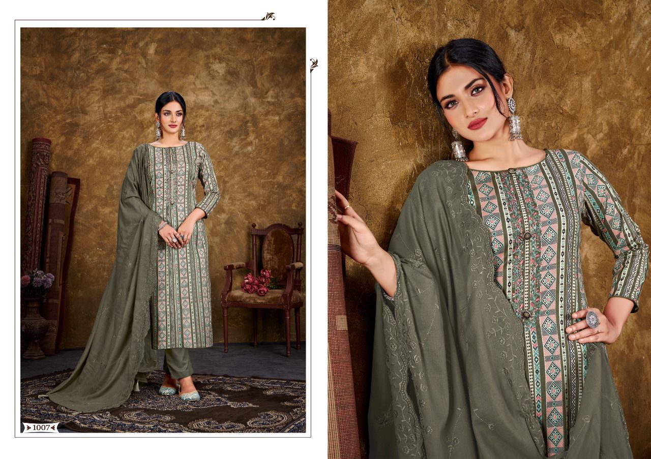 Hermitage Vogue New Fancy Casual Wear Printed Cotton Embroidery Dress Material Collection